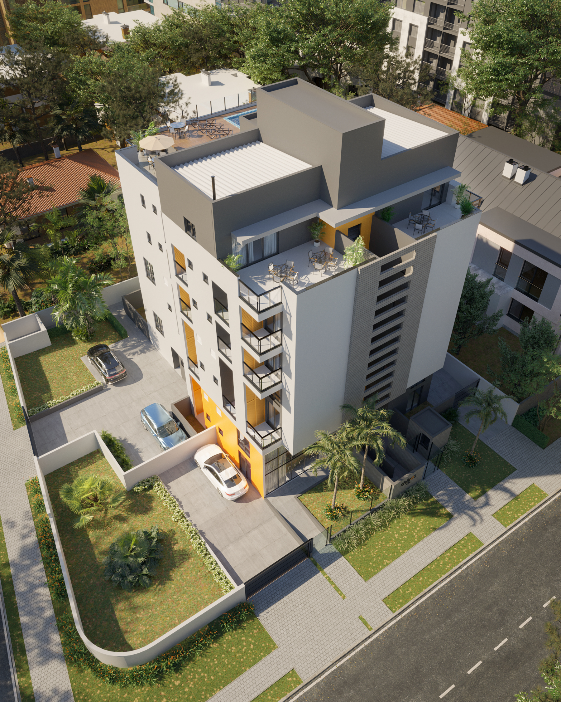 Perspectiva do Théros Residencial, empreendimento da Hartmann Incorporações em Curitiba